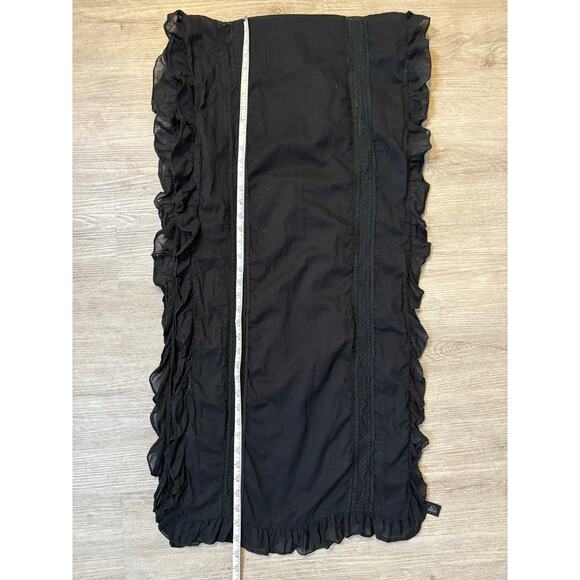 Black Ruffle Victorian Edwardian Whimsygoth Scarf Lace Goth Witchy Wrap 0S Shawl - Picture 8 of 8